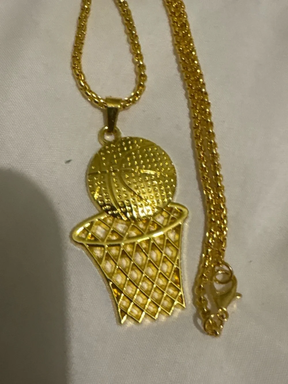 Gold Basketball Hoop Pendant Necklace